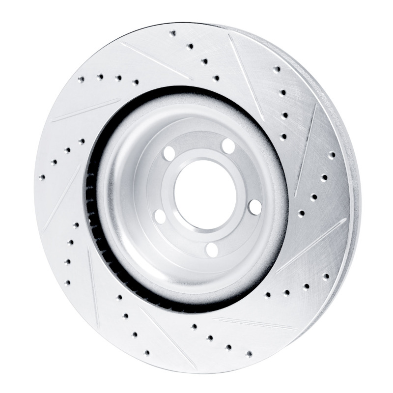 Ford Explorer Brake Rotor (1) - Front Left - R1 Concepts - Drilled & Slotted - Silver - `20-`25